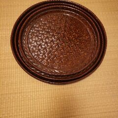 【大幅値下げ！】網代盆（円、大中小3種類）　各1枚の画像