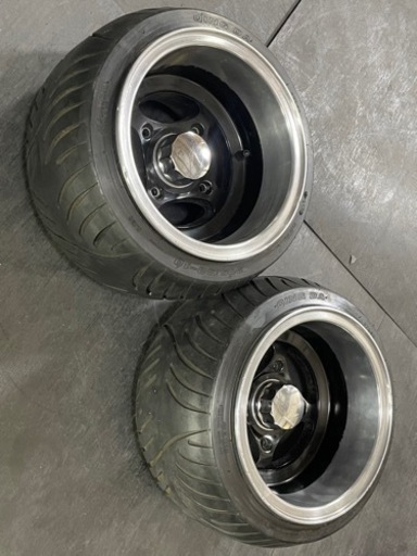 【御成約有難う御座いました】ジャイロキャノピー&  ジャイロX&ジャイロUP 10インチ4穴8Jアルミホイル&  205/30-10ワイドタイヤの 中古品のセットの出品です。