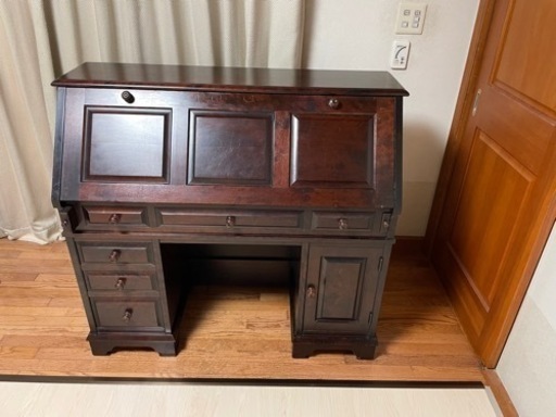 北海道民芸家具　ライティングビューロー　デスク　収納　チェスト　HIDA 飛騨産業