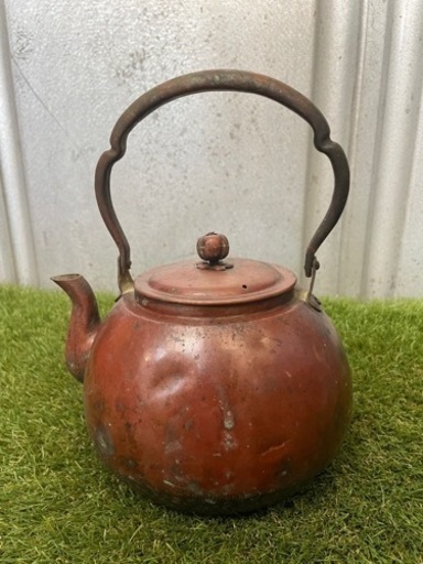 昭和 レトロ 銅 やかん 薬缶 茶道具 腰黒 口蓋 水注 古道具 水差し