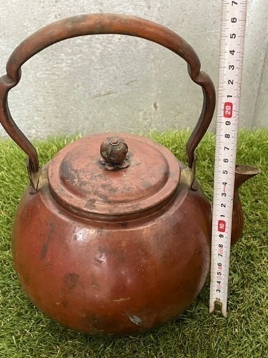 昭和 レトロ 銅 やかん 薬缶 茶道具 腰黒 口蓋 水注 古道具 水差し