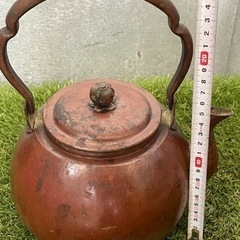 昭和 レトロ 銅 やかん 薬缶 茶道具 腰黒 口蓋 水注 古道具 水差し の画像