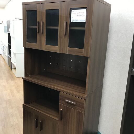 ★ジモティ割あり★  食器棚 ブラウン H180×W90×D43 クリーニング済み KJ2408