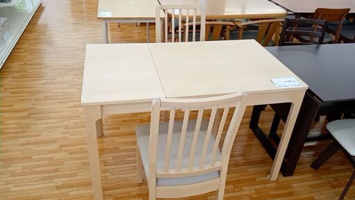 ★ジモティ割あり★ IKEA 伸長式ダイニングテーブルセット ナチュラル H75×D80～120×W70 クリーニング済み YJ344