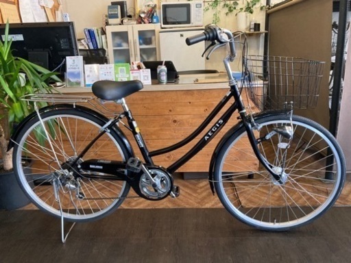 【マルイシ】LEDオートライト　6段変速　26インチ自転車　黒　名古屋プレミアム商品券×金鯱マネー