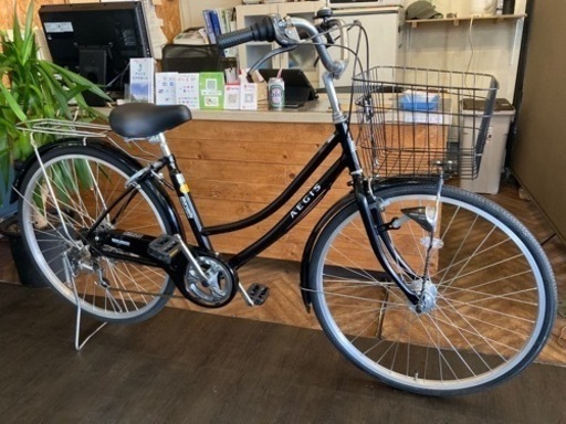 【マルイシ】LEDオートライト　6段変速　26インチ自転車　黒　名古屋プレミアム商品券×金鯱マネー