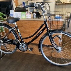 マルイシ】LEDオートライト 6段変速 26インチ自転車 黒 名古屋