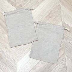 新品　BUTCH×RADICA　ラディカ　フレンチブルドッグ　ブッチちゃんコラボ巾着　巾着袋　２枚セット　ベージュ　フレブルの画像