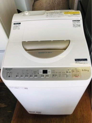 福岡市内設置配送無料　2018年式シャープ SHARP ES-TX5B-N [タテ型洗濯乾燥機(5.5kg) ゴールド系]