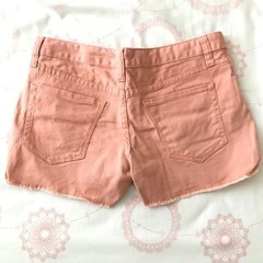 ユニクロ ピンク デニムショートパンツ S 150 160 子供服の画像