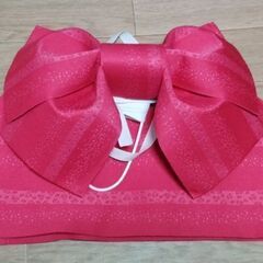 作り帯　赤　リボン