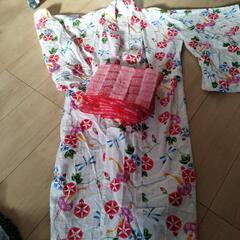 朝顔柄の浴衣とハート刺繍の帯