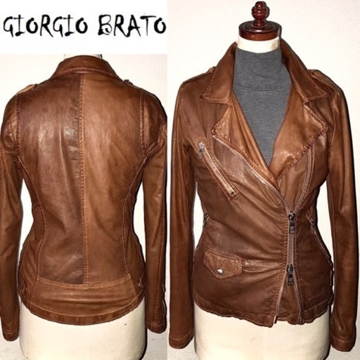 7/30(日)迄に引取り可能な方、表示価格から限定大幅値引きします‼️ 美品 GIORGIO BRATO 定価19万円程 イタリア製 柔らか羊革 ラム レザージャケット ライダース
