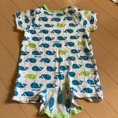 クジラ柄ベビー服　半袖ロンパース　80cmの画像