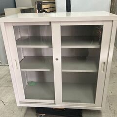 中古　美品　コクヨ　ガラス書庫　ガラス引き違い書庫　3段　引き戸...