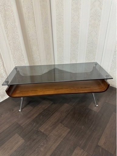 （受け渡し者決定）美品　定価¥23180- 木製 机 ガラステーブル