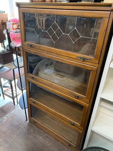 ★来店限定★　アンティーク調飾り棚　フロントオープン式