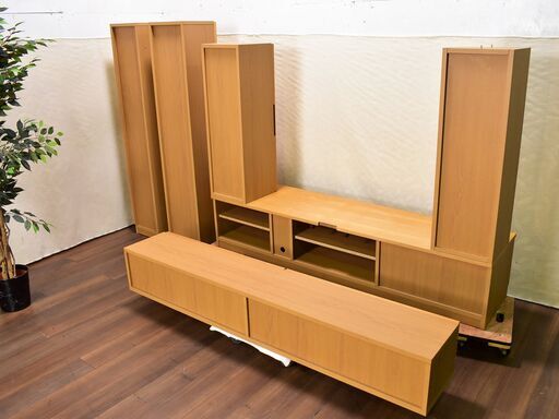 【ヤ取終了8/7】≪yt766ジ≫ 大型TVボードセット 全幅240cm オークライフ テレビボード+左右キャビネット T.I.I./