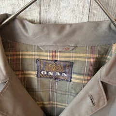 古着　80年代　ステンカラーコート　OSAN メンズ　ライトグレー　比翼ボタンの画像
