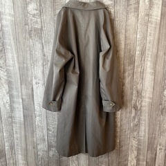 古着　80年代　ステンカラーコート　OSAN メンズ　ライトグレー　比翼ボタンの画像