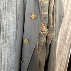 古着　80年代　ステンカラーコート　OSAN メンズ　ライトグレー　比翼ボタンの画像