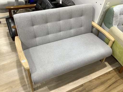 2人掛けソファ　木製フレーム　布製