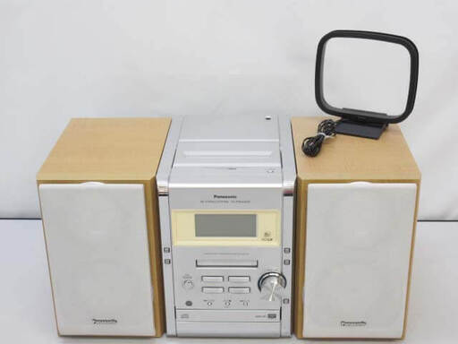ss5349　パナソニック　MDコンポ　SA-PM300MD　ホワイト×シルバー　Panasonic　システムコンポ　カセット/CD/MD/AM・FM　ラジオ　一体型デッキ　ウッド調　スピーカー　オーディオ　音響システム