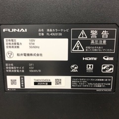 FUNAI FL-43U3130 4K対応 液晶テレビ 43インチ