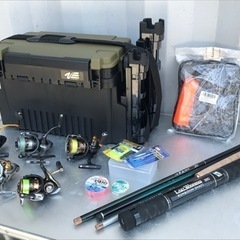 釣具まとめて色々セット！釣り竿・ランガンシステムボックス・リール・網◇K772 釣具まとめて色々セット！釣り竿・ランガンシステムボックス・リール