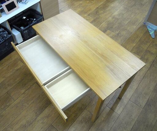 MUJI 無印良品 オーク材 無垢材デスク 引出付 机 学習机 PCデスク 良品計画 札幌市 厚別店