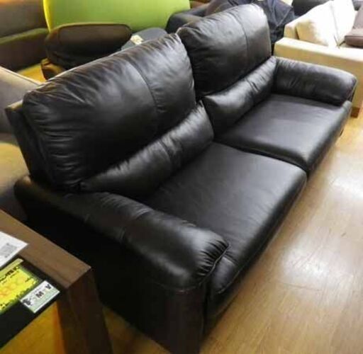 ニトリ 2人掛けソファ 幅202×奥行93×高さ95cm ダークブラウン 2.5人掛け 分割可能 レザー調 長椅子 札幌市 西岡店