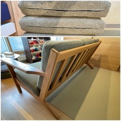 unico ソファー　3シーター　中古　viska ナチュラルの画像