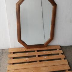 ☆壁掛け鏡　木枠　ブラウン☆