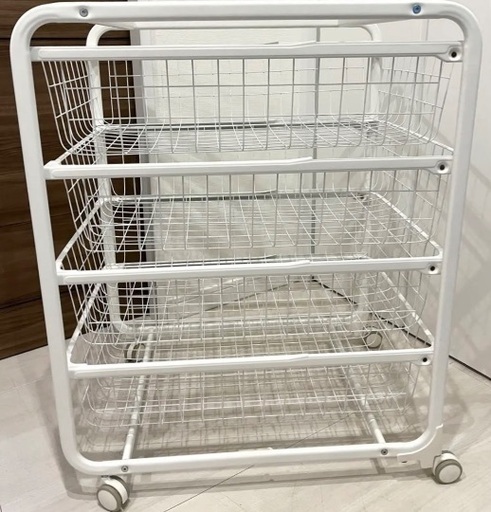 IKEA ALGOT アルゴート　天板　キャスター　付き　白　ホワイト　シンプル　インテリア　収納　便利　カゴ　ラック　ランドリー　洗濯　玄関　リビング　押入れ　クローゼット　通気性　引き出し
