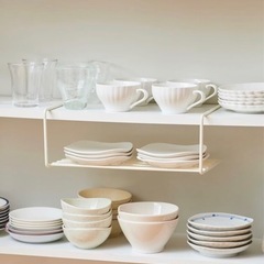 【KonMari×3COINS】食器棚用ワイヤー収納ラック 2個セットの画像