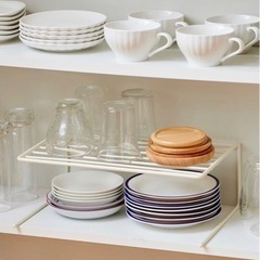 【KonMari×3COINS】食器棚用ワイヤー収納ラック 2個セットの画像