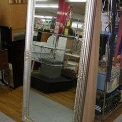 R061 ロココ調 アンティーク 大型全身鏡 壁掛けミラー 姿見 幅90cm Used
