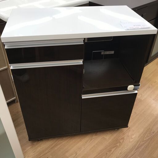 ★ジモティ割あり★  レンジ台 ダークブラウン H91×W80×D45 クリーニング済み KJ2440