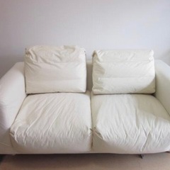 【無印良品】２シーター・フェザー・ポケットコイル　ソファ【カバー付き】の画像