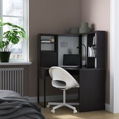 MICKE ミッケ コーナーワークステーション, ブラックブラウン  早めに買ってくれるとありがたいです🙏の画像