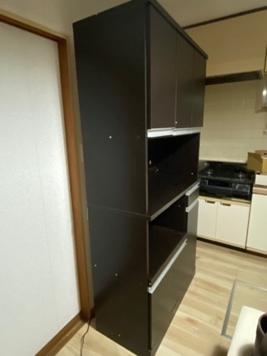 たっぷり収納キッチンボード(ダークブラウン)
