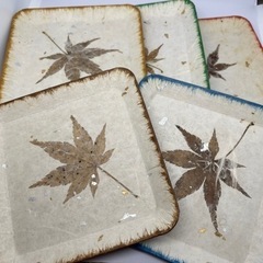 手漉和紙　紅葉　お皿5枚セット