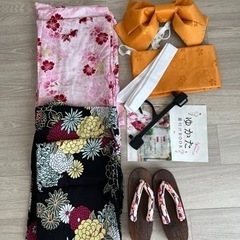 【美品】浴衣、下駄、作り帯、腰紐　など　セット