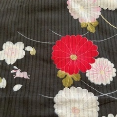 花柄　ブラック　浴衣の画像