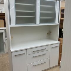 【値下げしました!!】松田家具 2面レンジボード 収納 スチームオーブン対応 モイス ホワイト 白系 No.75● ※現金、クレジット、ぺイペイ、スマホ決済対応※