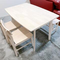 【美品】棚付きダイニングテーブル4点セット