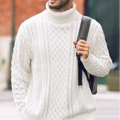 【2着セット】タートルネック セーター　グレーとホワイト2着セットの画像