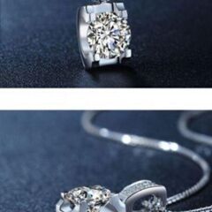 ▼J←←←M2-3 ブリリアントカット大粒ダイヤモンドＣＺスクエアラウンドパヴェペンダントネックレスの画像