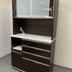 NITORI/ニトリ キッチンボード ポスティア 幅120 ハイグロスブラウン ブルモーション レンジボード 食器棚 中古家具 店頭引取歓迎 R7410