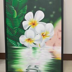油絵　ハワイアン絵画プルメリア　アジアンリゾートバリ
